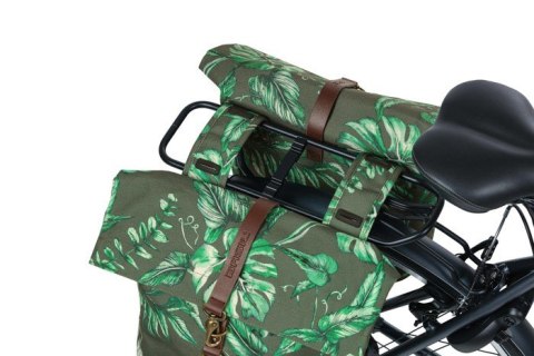 Sakwa miejska podwójna BASIL EVER-GREEN DOUBLE PANNIER BAG 28-32L, Universal Bridge System, wodoodporna thyme green (NEW)
