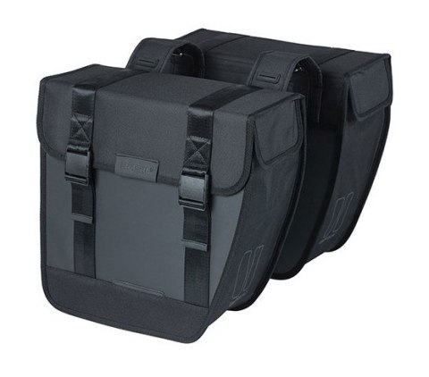 Sakwa miejska podwójna BASIL TOUR WATERPROOF DOUBLE PANNIER BAG 28L, Universal Bridge System, wodoodporna black (NEW)