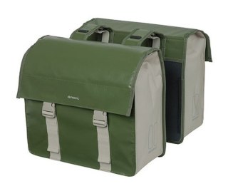 Sakwa miejska podwójna BASIL URBAN LOAD DOUBLE PANNIER BAG 48-53L, Universal Bridge System, 100% wodoodporna, moss green/sand (N