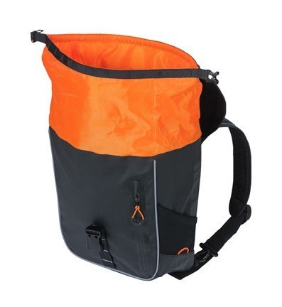Sakwa miejska pojedyncza BASIL MILES TARPAULIN DAYPACK 17L, Hook On System, 100% wodoodporna black orange (NEW)