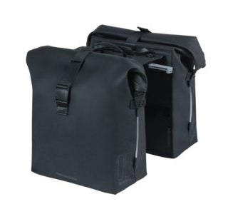 Sakwa podwójna BASIL SOHO DOUBLE PANNIER BAG NORDLICHT MIK, MIK System (ready to go) 41L 100% wodoodporna night black oświetleni