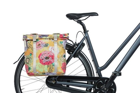 Sakwa podwójna na bagażnik BASIL BLOOM FIELD DOUBLE PANNIER BAG 28-35L, Universal Bridge System, honey yellow (NEW)