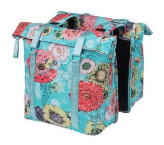Sakwa podwójna na bagażnik BASIL BLOOM FIELD DOUBLE PANNIER BAG 28-35L, Universal Bridge System, sky blue (NEW)