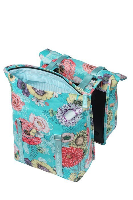 Sakwa podwójna na bagażnik BASIL BLOOM FIELD DOUBLE PANNIER BAG 28-35L, Universal Bridge System, sky blue (NEW)
