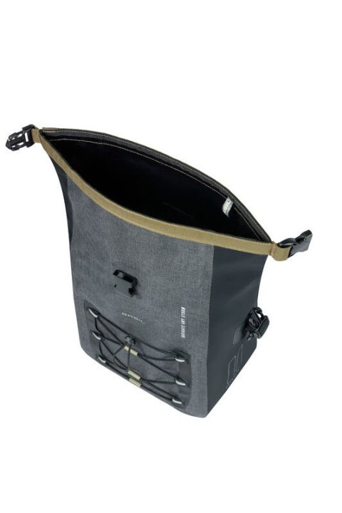 Sakwa pojedyncza BASIL NAVIGATOR STORM SINGLE PANNIER BAG MIK SIDE M 12-15 L, MIK System (ready to go) wodoodporna grey black (