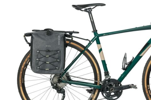 Sakwa pojedyncza BASIL NAVIGATOR STORM SINGLE PANNIER BAG MIK SIDE M 12-15 L, MIK System (ready to go) wodoodporna grey black (