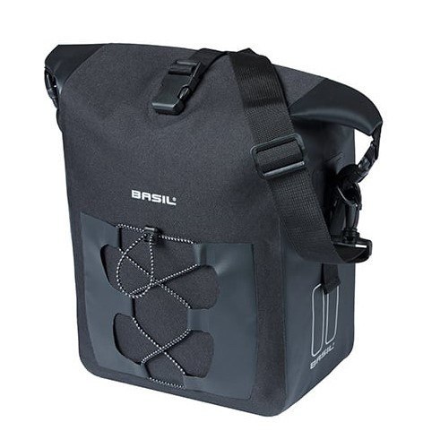 Sakwa pojedyncza BASIL NAVIGATOR WATERPROOF SINGLE PANNIER BAG M 12-15 L, Hook On System, wodoodporna, black (NEW)