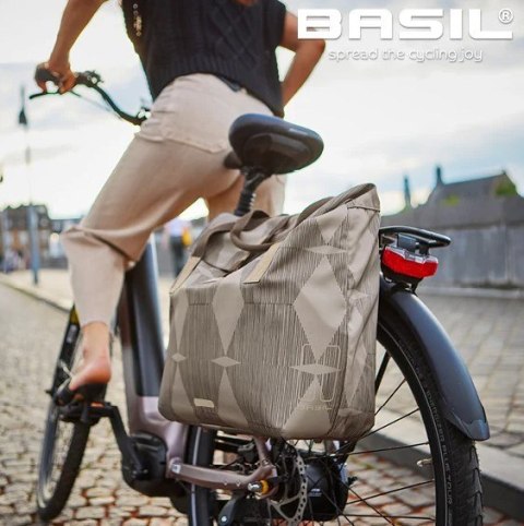 Torba na bagażnik BASIL ELEGANCE BICYCLE SHOPPER 20-26L Hook On System, wodoodporna chateau taupe (NEW)