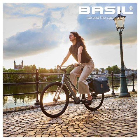 Torba na bagażnik BASIL ELEGANCE DOUBLE PANNIER BAG 40-49 Universal Bridge System, wodoodporna chateau taupe (NEW)