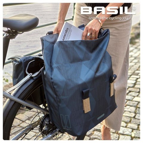 Torba na bagażnik BASIL ELEGANCE DOUBLE PANNIER BAG 40-49 Universal Bridge System, wodoodporna estate blue (NEW)