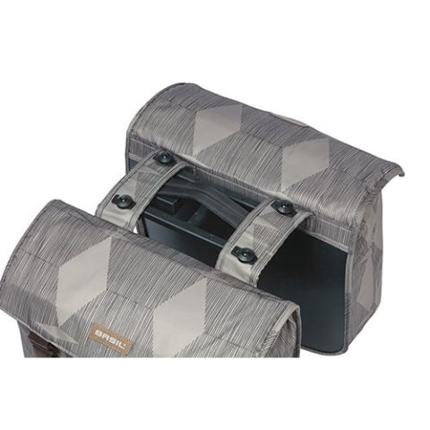 Torba na bagażnik BASIL ELEGANCE DOUBLE PANNIER BAG MIK 40-49L, MIK System (ready to go) wodoodporna chateau taupe (NEW)