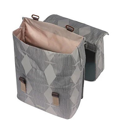 Torba na bagażnik BASIL ELEGANCE DOUBLE PANNIER BAG MIK 40-49L, MIK System (ready to go) wodoodporna chateau taupe (NEW)