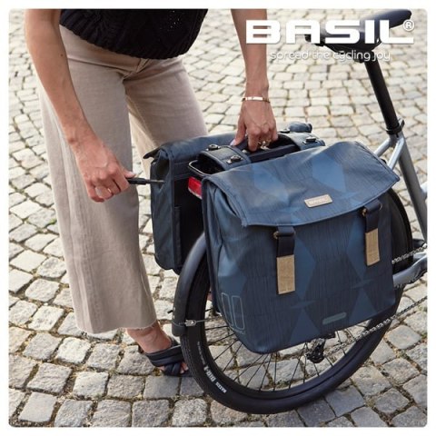 Torba na bagażnik BASIL ELEGANCE DOUBLE PANNIER BAG MIK 40-49L, MIK System (ready to go) wodoodporna chateau taupe (NEW)