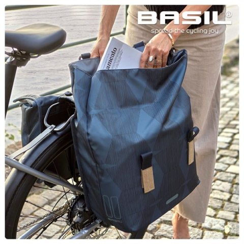 Torba na bagażnik BASIL ELEGANCE DOUBLE PANNIER BAG MIK 40-49L, MIK System (ready to go) wodoodporna chateau taupe (NEW)
