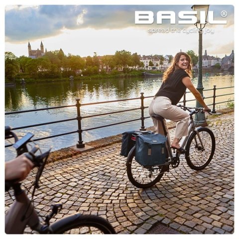 Torba na bagażnik BASIL ELEGANCE DOUBLE PANNIER BAG MIK 40-49L, MIK System (ready to go) wodoodporna chateau taupe (NEW)
