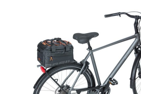 Torba na bagażnik BASIL MILES TARPAULIN TRUNKBAG MIK 7L, MIK System (ready to go), 100% wodoodporna black orange (NEW)