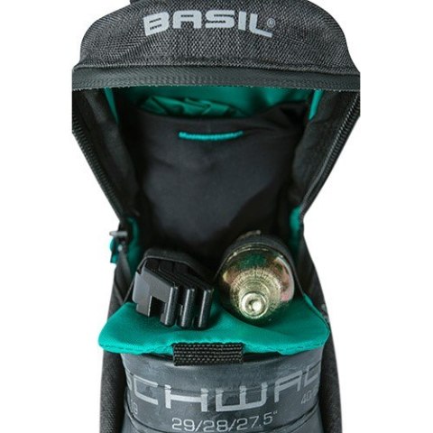 Torebka podsiodłowa BASIL DISCOVERY 365D FRAME BAG M 1L, mocowanie na paski, wodoodporna black melee (NEW)
