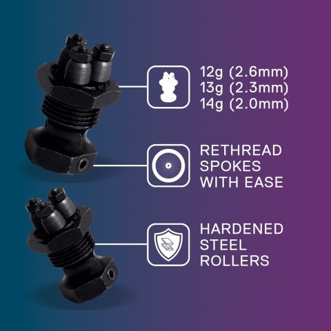 Głowica do gwintowania szprych WELDTITE CYCLO SPOKE THREAD ROLLING MACHINE HEAD (14g / 2.0mm) (NEW) Głowica do gwintowania szprych WELDTITE CYCLO SPOKE THREAD ROLLING MACHINE HEAD (14g / 2.0mm) (NEW)