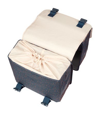 Sakwy BASIL FLAIR DOUBLE BICYCLE BAG, MIK z adapterem do mocowania (ready to go), 35L, Wodoodporna, Navy (NEW 2025)