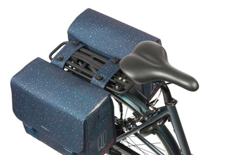 Sakwy BASIL FLAIR DOUBLE BICYCLE BAG, MIK z adapterem do mocowania (ready to go), 35L, Wodoodporna, Navy (NEW 2025)