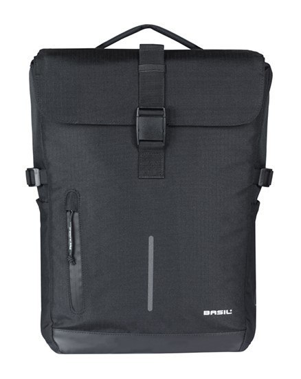 Sakwy BASIL MOVE DOUBLE BICYCLE BAG, MIK z adapterem do mocowania (ready to go), 30L, Wodoodporna, Black (NEW 2025)