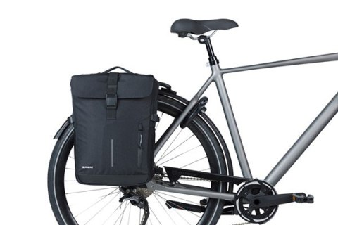 Sakwy BASIL MOVE DOUBLE BICYCLE BAG, MIK z adapterem do mocowania (ready to go), 30L, Wodoodporna, Black (NEW 2025)