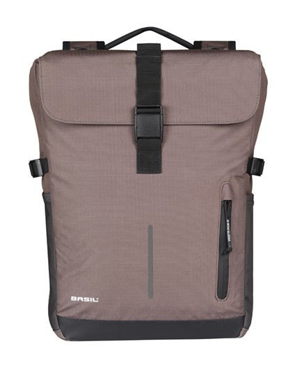 Sakwy BASIL MOVE DOUBLE BICYCLE BAG, MIK z adapterem do mocowania (ready to go), 30L, Wodoodporna, Brown (NEW 2025)