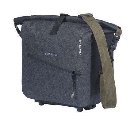 Torba na bagażnik BASIL NAVIGATOR STORM, MIK z adapterem do mocowania (ready to go), 13L, Wodoodporna, Czarna (NEW 2025)