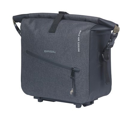 Torba na bagażnik BASIL NAVIGATOR STORM, MIK z adapterem do mocowania (ready to go), 13L, Wodoodporna, Czarna (NEW 2025)