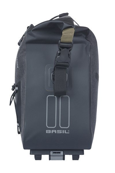 Torba na bagażnik BASIL NAVIGATOR STORM, MIK z adapterem do mocowania (ready to go), 13L, Wodoodporna, Czarna (NEW 2025)