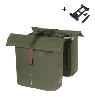 Sakwa miejska podwójna BASIL CITY DOUBLE PANNIER BAG MIK 28-32L, MIK System (ready to go), moss green (NEW 2025)
