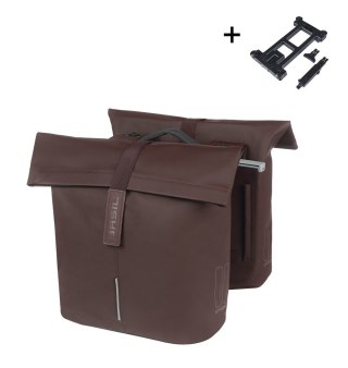 Sakwa miejska podwójna BASIL CITY DOUBLE PANNIER BAG MIK 28-32L, MIK System (ready to go), roasted brown (NEW 2025)