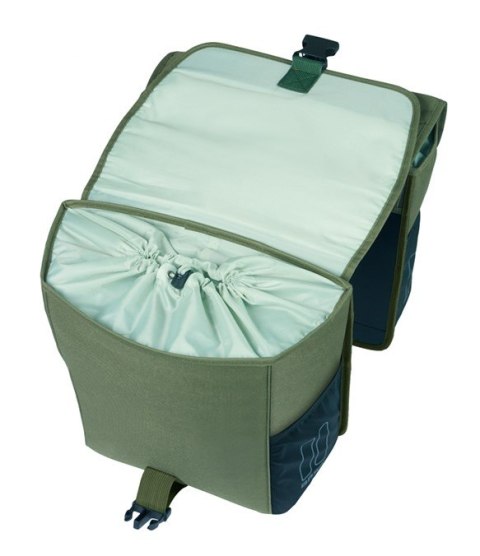 Sakwa miejska podwójna BASIL GO DOUBLE BAG 32L, Universal Bridge System, dark green (NEW 2025)