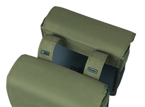 Sakwa miejska podwójna BASIL GO DOUBLE BAG 32L, Universal Bridge System, dark green (NEW 2025)