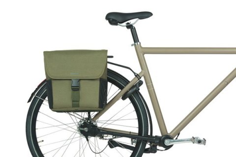 Sakwa miejska podwójna BASIL GO DOUBLE BAG 32L, Universal Bridge System, dark green (NEW 2025)