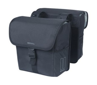 Sakwa miejska podwójna BASIL GO DOUBLE BAG 32L, Universal Bridge System, solid black (NEW 2025)