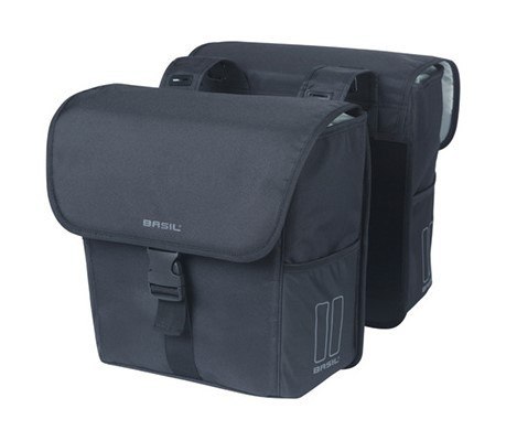 Sakwa miejska podwójna BASIL GO DOUBLE BAG 32L, Universal Bridge System, solid black (NEW 2025)