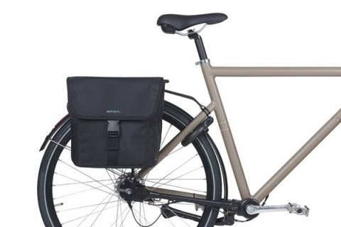 Sakwa miejska podwójna BASIL GO DOUBLE BAG 32L, Universal Bridge System, solid black (NEW 2025)