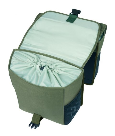 Sakwy BASIL GO DOUBLE BAG, MIK z adapterem do mocowania (ready to go), 32L, Dark Green (NEW 2025)
