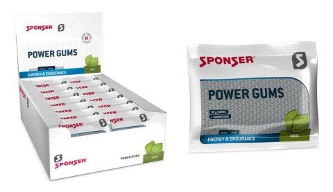 Gumy energetyczne SPONSER POWER GUMS sour łagodny octowo-kwaśny (pudełko 20 saszetek x 75g) (NEW 2025)