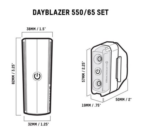 Zestaw lampki BLACKBURN DAYBLAZER przód 550 lumenów, tył 65 lumenów (NEW 2025)