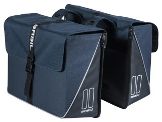 Sakwa miejska podwójna BASIL FORTE DOUBLE PANNIER BAG 35L, Universal Bridge System, wodoodporna poliester, navy blue black (NEW)