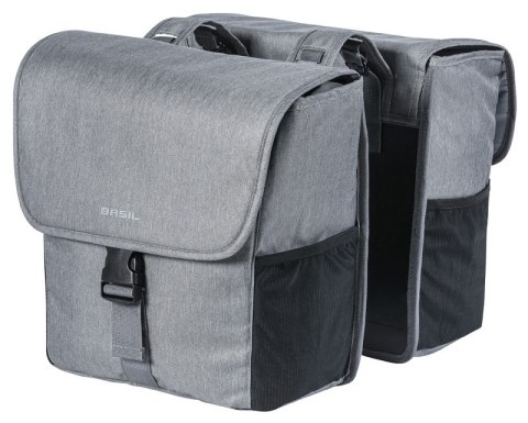 Sakwa miejska podwójna BASIL GO DOUBLE BAG 32L, Universal Bridge System, grey melee (NEW)