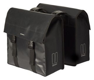 Sakwa miejska podwójna BASIL URBAN LOAD DOUBLE PANNIER BAG 48-53L, Universal Bridge System, 100% wodoodporna, black/black (NEW)