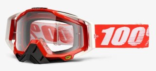 Gogle 100% RACECRAFT FIRE RED (Szyba Przezroczysta Anti-Fog, LT 88%-92% + 10 Zrywek) (WYPRZEDAŻ -50%)