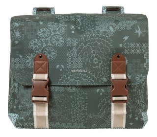 Sakwa miejska podwójna BASIL BOHEME DOUBLE PANNIER BAG 35L Universal Bridge System, wodoodporna forest green (DWZ)