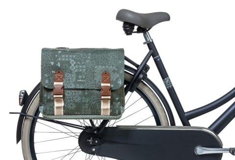 Sakwa miejska podwójna BASIL BOHEME DOUBLE PANNIER BAG 35L Universal Bridge System, wodoodporna forest green (DWZ)