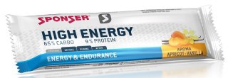 Baton energetyczny SPONSER HIGH ENERGY BAR morelowo-waniliowy (pudełko 30szt x 45g) (NEW).