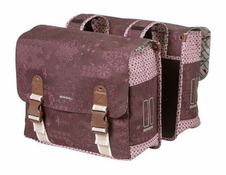 Sakwa miejska podwójna BASIL BOHEME DOUBLE PANNIER BAG 35L Universal Bridge System, wodoodporna fig red (DWZ)