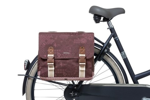 Sakwa miejska podwójna BASIL BOHEME DOUBLE PANNIER BAG 35L Universal Bridge System, wodoodporna fig red (DWZ)